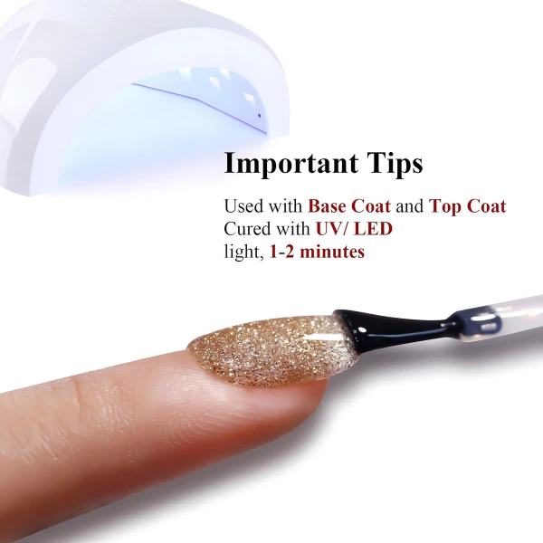 Ozzeal - Esmalte De Uñas De Gel Con Purpurina Uv Led 15ml Color Escarcha Dorada Transparente - Image 4