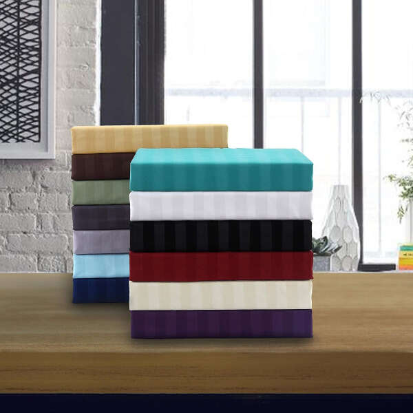 Elegant Comfort- Juego De Sábanas De 6 Piezas Suave Y Cómodo Color Blanco Diseño De La Tela Rayas - Image 4