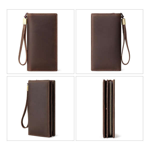 Balidiya Carteras Ejecutivas De Cuero Genuino Para Hombres Color Marron 2 Diseño De La Tela Ejecutivo - Image 2