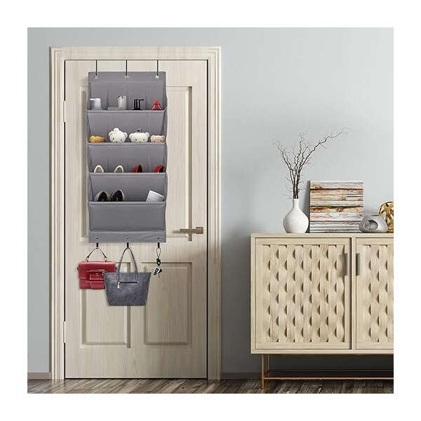 Organizador De Zapatos Para Colocar Sobre La Puerta 2 Pz Color Gris Oscuro - Image 2