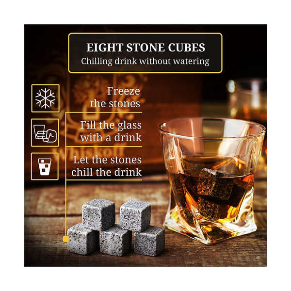 Juego De 2 Vasos De Whisky, Piedras De Whisky Bourbon, Pinza Color Marrón - Image 5