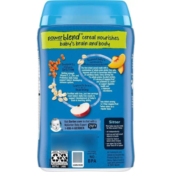 Gerber Cereal Powerblend Avena - Durazno - Manzana 227gr - Image 2