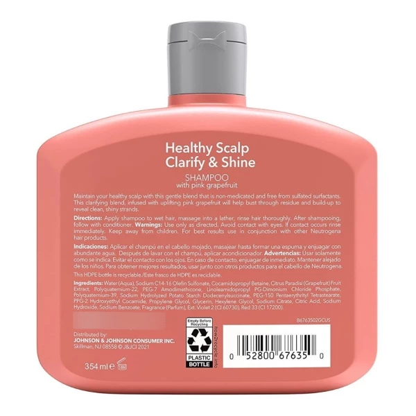 Shampoo Neutrogena, Exfoliante Con Toronja Rosa 354ml - Image 2