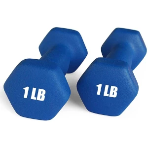 Mancuernas De Neopreno 1 Lb, Antideslizantes, Forma Hexagona Color Azul Oscuro
