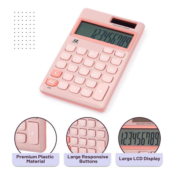 Mr. Pen - Calculadora De Función Estándar, 12 Dígitos Color Rosado - Image 3