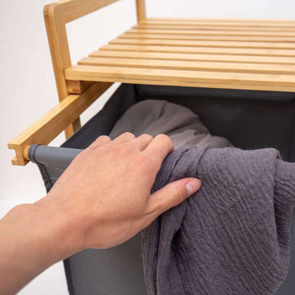 Comellow - Cesta Y Estante De Bambú Para Ropa Sucia - Image 4