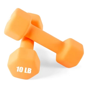 Mancuernas De Neopreno 10 Lb, Antideslizantes, Forma Hexagon Color Naranja