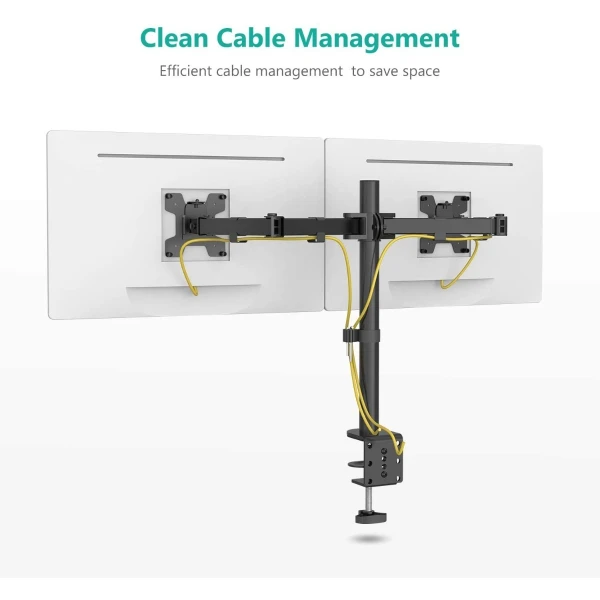 Soporte Para 2 Monitores Doble Dual Escritorio Wali M002 Negro - Image 3