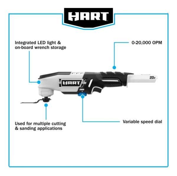 Hart Herramienta Oscilante Inalámbrica De 20 V Con Bateria - Image 5