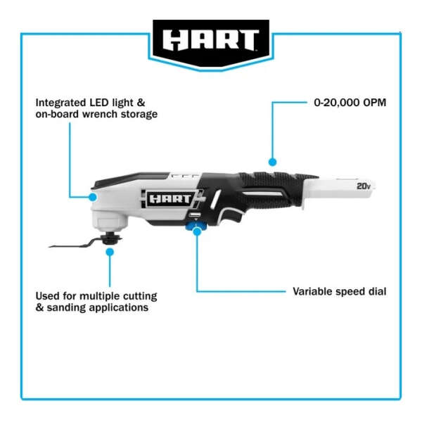 Hart Herramienta Oscilante Inalámbrica De 20 V Con Bateria - Image 5