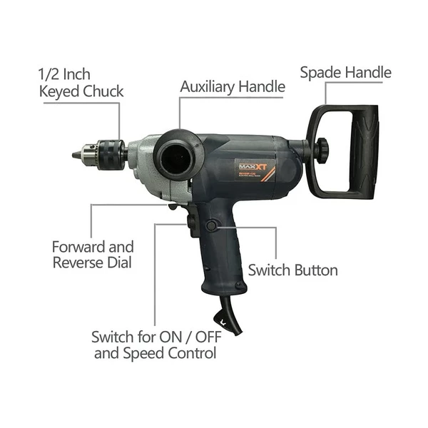 Taladro De Fuerza Y Juego De Mezclador De Cemento, Maxxt Color Negro Frecuencia 60 Hz - Image 4