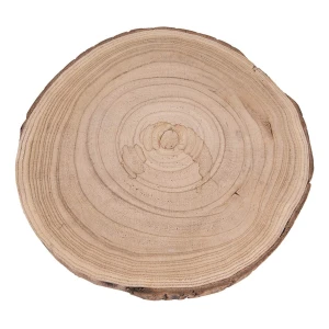 Pedestal Grande De Madera De Paulownia Con Patas De Metal Color Acabado Crudo - Image 5