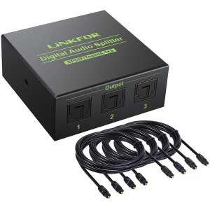 Linkfor Divisor Toslink De 3 Puertos Con 4 Cables De 5.9 Ft