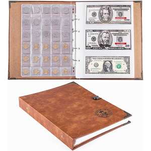 Álbum Cuero Para Coleccionistas 150 Monedas Y 240 Billetes