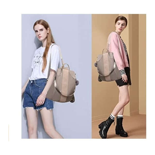 Mochila Multifuncional Larga Capacidad Antirrobo Impermeable Color Beige - Image 2