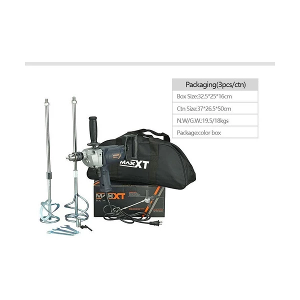 Taladro De Fuerza Y Juego De Mezclador De Cemento, Maxxt Color Negro Frecuencia 60 Hz - Image 3