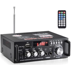 Amplificador Audio Estéreo Facmogu, Bluetooth, Usb, Sd Y Fm. Color Negro Potencia De Salida Rms 300 W