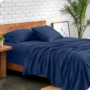 Bare Home - Juego De Sábanas De Microfibra Ultrasuave Color Azul Oscuro Diseño De La Tela Único