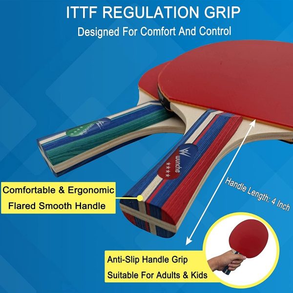 Juego De 4 Raquetas De Ping Pong. 8 Pelotas Y Funda, Wunche. - Image 3