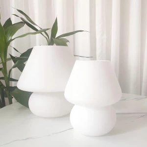 Lámpara De Mesa De Cristal Translúcido, Estilo Italiano Estructura Rayas Blancas