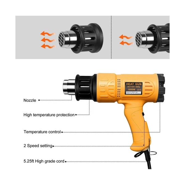 Pistola Aire Caliente Seekone 1800w Kit De Control Temperatu - Image 3