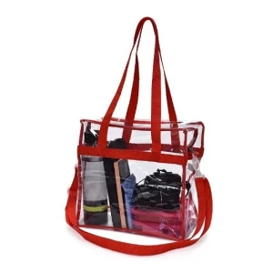 Bolso Tote Transparente Aprobado Por El Estadio Nfl - Tirant Color Rojo Diseño De La Tela Liso