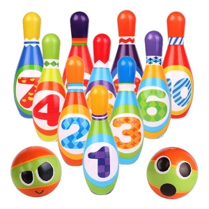 Juego De Boliche Para Niños, 10 Pinos Y 2 Bolas Colores