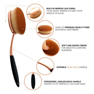 Yoseng - Brocha Ovalada Para Base Maquillaje Pack 2 Color Negro - Image 4
