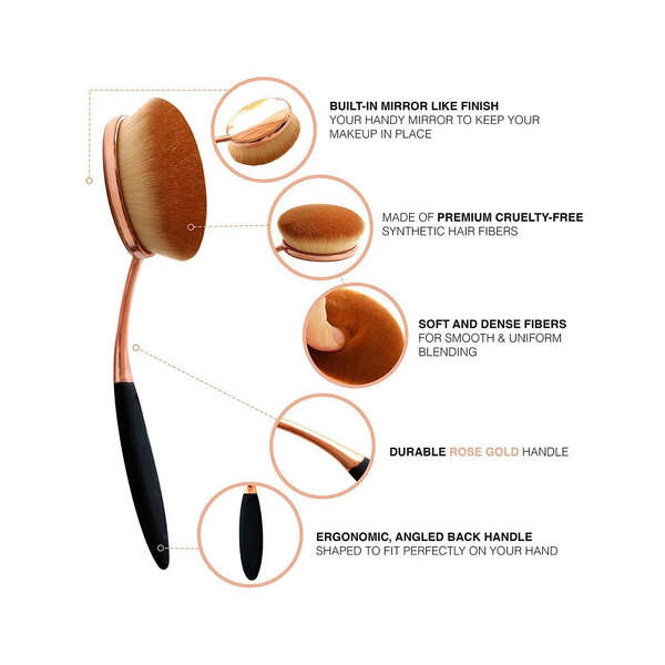 Yoseng - Brocha Ovalada Para Base Maquillaje Pack 2 Color Negro - Image 4