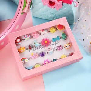 Pinksheep Anillos De Joyería Para Niña Pequeña En Caja - Image 3