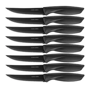 Juego De 8 Cuchillos De Chef Para Carne De Acero Inoxidable Color Negro