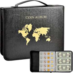 Álbum De Cuero Para Coleccionistas 200 Monedas Y 30 Billetes