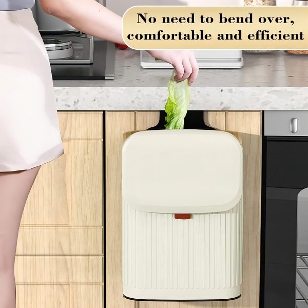 Glodeal - Contenedor De Basura Colgante De Cocina Con Tapa. Color Blanco - Image 2