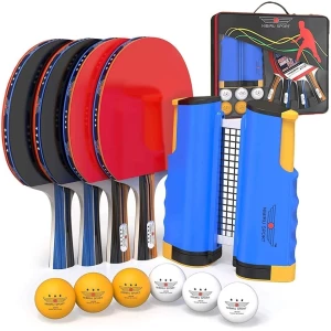 Juego Raqueta Ping Pong, Red Retráctil Con Postes, 6 Pelotas