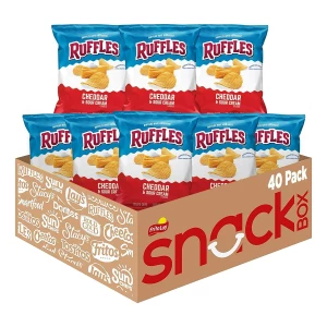 Ruffles Papas Fritas, Crema Agria Cheddar 29g (40 Unidades)