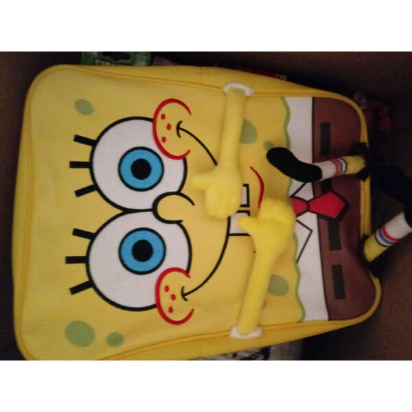 Mochila Infantil Bob Esponja Pantalones Cuadrados Color Amarillo Diseño De La Tela Efecto De Cuero - Image 5
