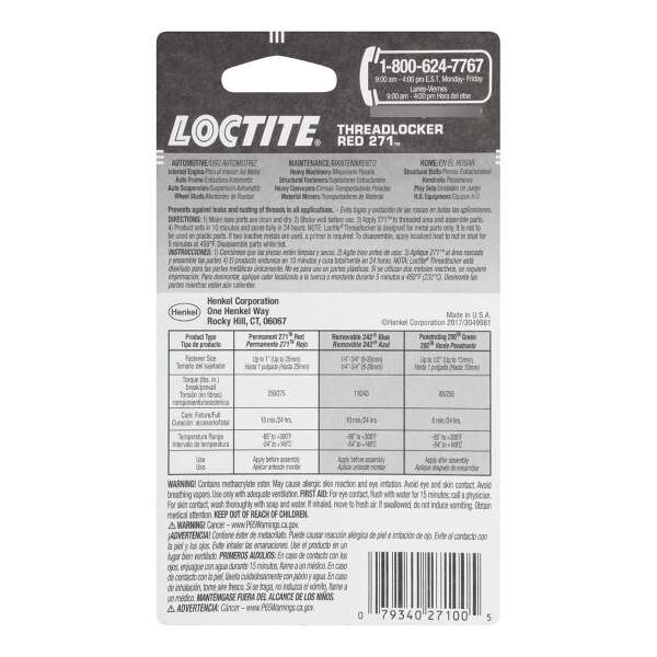 Fijador De Roscas Loctite Red 271, Tubo De 6 Ml - Image 2