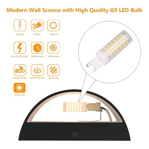 Aipsun- Luces De Pared Para Interiores Con Cableado 2pzas Color Negro - Image 3