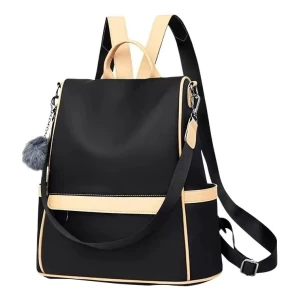 Go-done - Bolso De Dama Acabado De Los Herrajes Negro Color Negro Correa De Hombro Beige Diseño De La Tela Liso