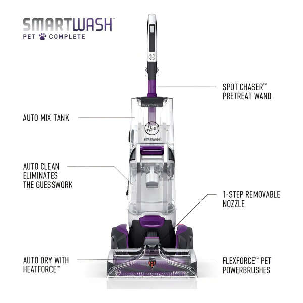 Hoover Aspiradora Smartwash Pet Complete Automatic, Fh53010 Color Blanco/purpura - Image 3
