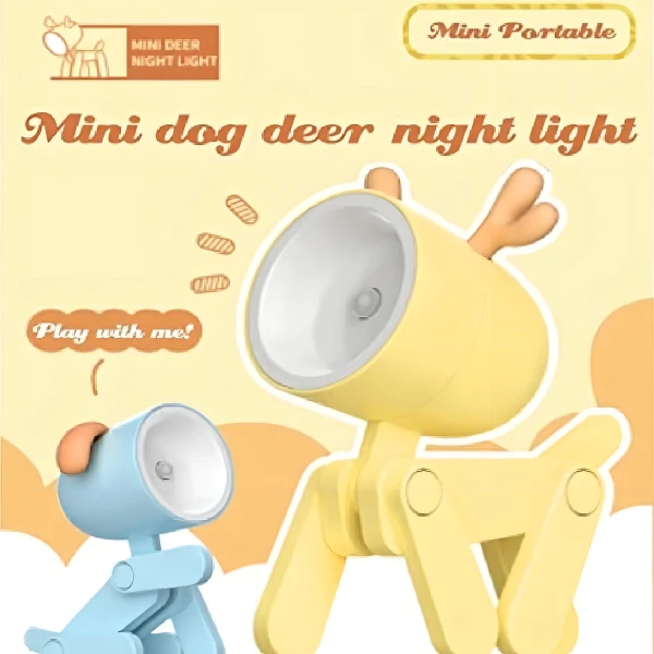 Yzbao - Mini Lámpara De Escritorio Led Con Forma De Animales Estructura Beige Pantalla Blanco - Image 2