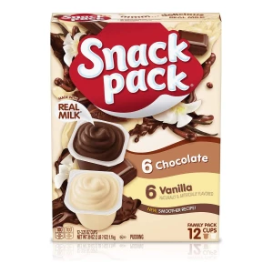 Snack Pack, Tazas De Pudín Sabor A Chocolate Y Vainilla 12pz