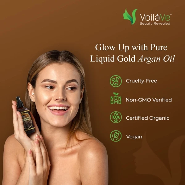 Voilave Aceite De Argán Virgen Orgánico Usda Cabello, Cuerpo - Image 4