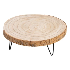 Pedestal Grande De Madera De Paulownia Con Patas De Metal Color Acabado Crudo