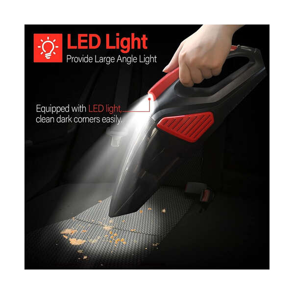 Aspirador Coche Con Luz Led 7500pa 12v 16.4ft Cable Portátil Color Rojo - Image 5