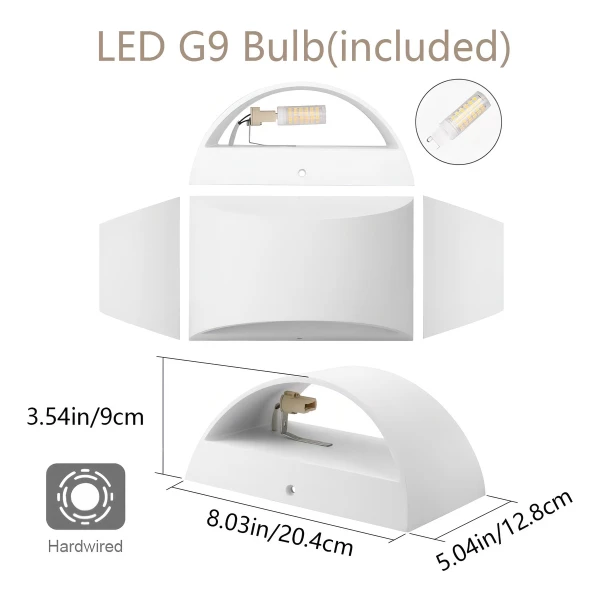 Aipsun- Luces De Pared Para Interiores Con Cableado 2pzas Color Blanco - Image 5