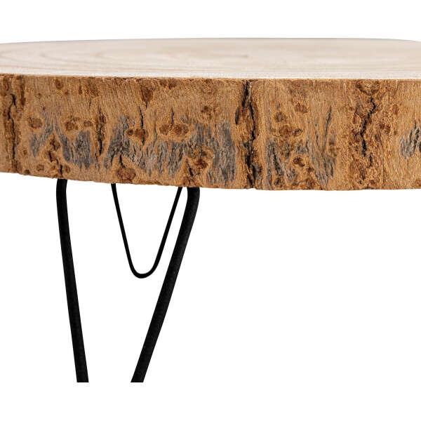 Pedestal Grande De Madera De Paulownia Con Patas De Metal Color Acabado Crudo - Image 4
