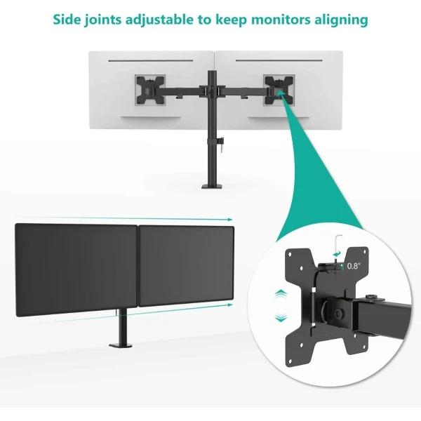 Soporte Para 2 Monitores Doble Dual Escritorio Wali M002 Negro - Image 5