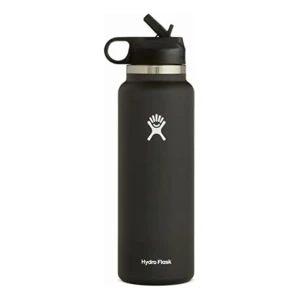 Hydro Flask Tapa Con Pajita De Boca Ancha, Botella De Agua Color Negro