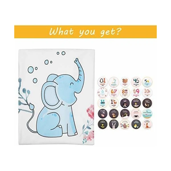 Kute N Koo Elefante Hito Manta Para Niño Mensual De Bebe Hi - Image 3